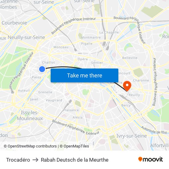 Trocadéro to Rabah Deutsch de la Meurthe map