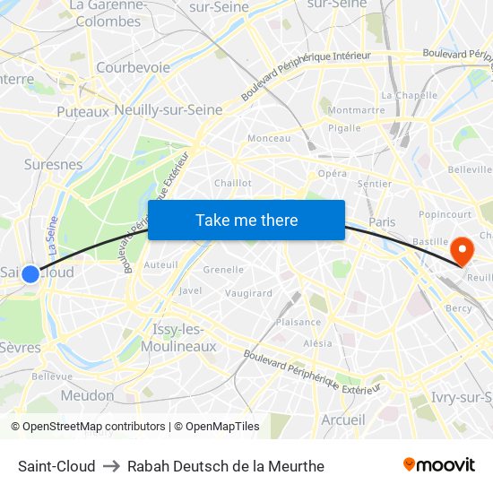 Saint-Cloud to Rabah Deutsch de la Meurthe map