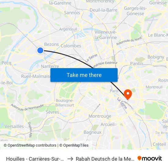 Houilles - Carrières-Sur-Seine to Rabah Deutsch de la Meurthe map