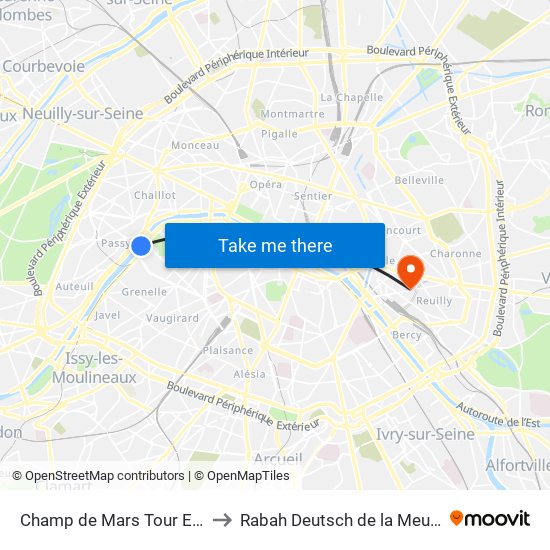 Champ de Mars Tour Eiffel to Rabah Deutsch de la Meurthe map