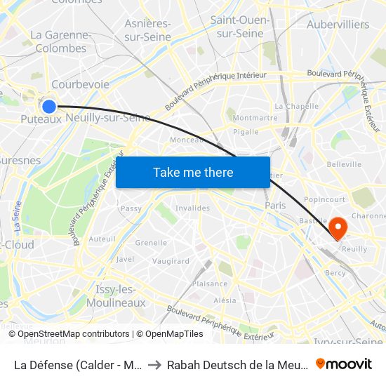 La Défense (Calder - Miro) to Rabah Deutsch de la Meurthe map
