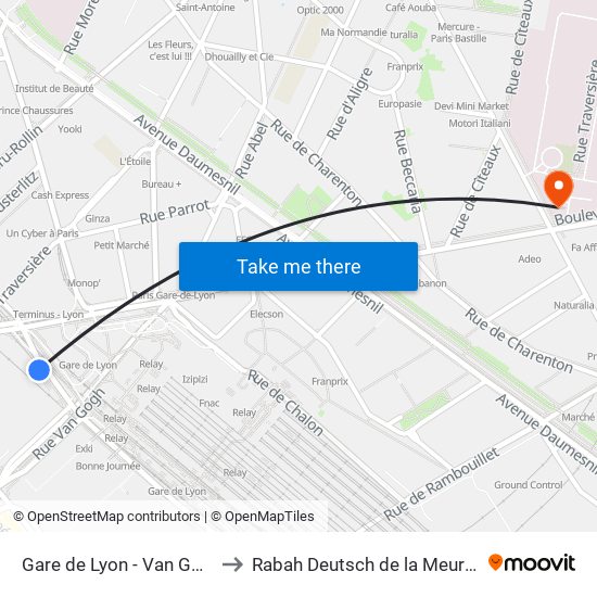 Gare de Lyon - Van Gogh to Rabah Deutsch de la Meurthe map