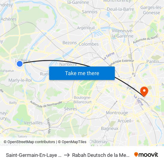 Saint-Germain-En-Laye RER to Rabah Deutsch de la Meurthe map
