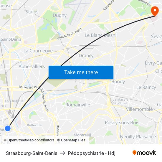 Strasbourg-Saint-Denis to Pédopsychiatrie - Hdj map