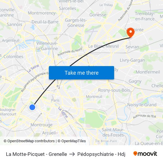 La Motte-Picquet - Grenelle to Pédopsychiatrie - Hdj map