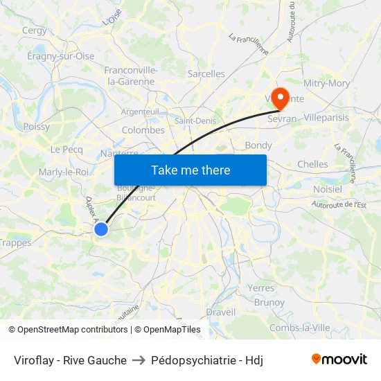 Viroflay - Rive Gauche to Pédopsychiatrie - Hdj map