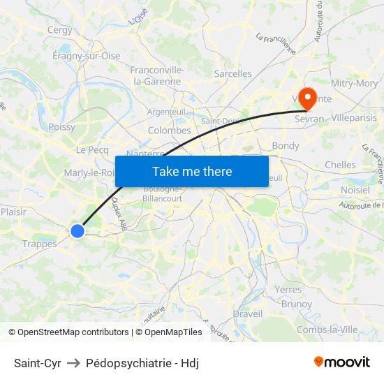 Saint-Cyr to Pédopsychiatrie - Hdj map