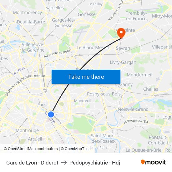 Gare de Lyon - Diderot to Pédopsychiatrie - Hdj map