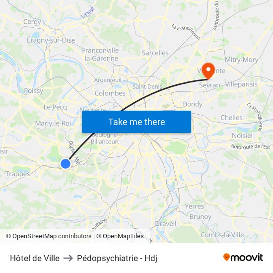 Hôtel de Ville to Pédopsychiatrie - Hdj map