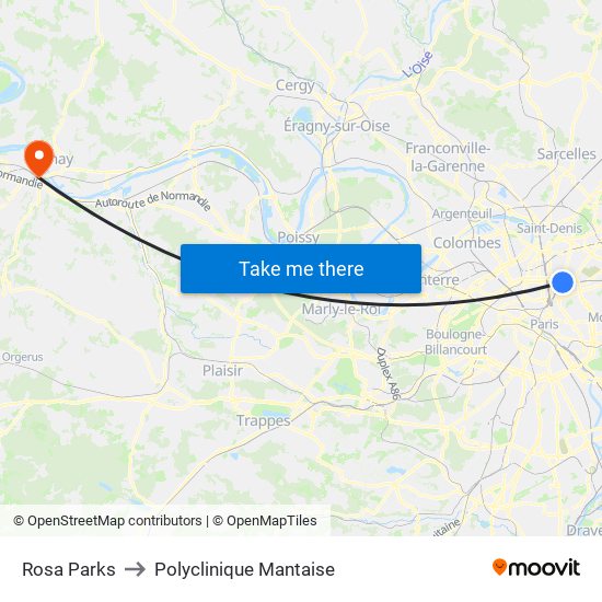 Rosa Parks to Polyclinique Mantaise map