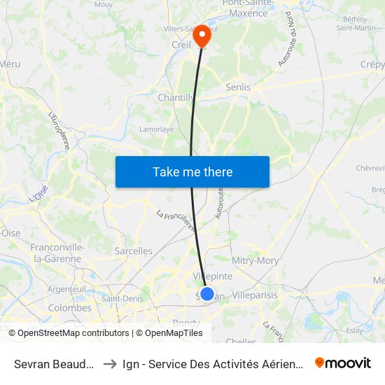 Sevran Beaudottes to Ign - Service Des Activités Aériennes (Saa) map