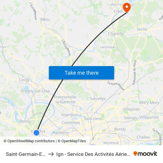Saint-Germain-En-Laye to Ign - Service Des Activités Aériennes (Saa) map