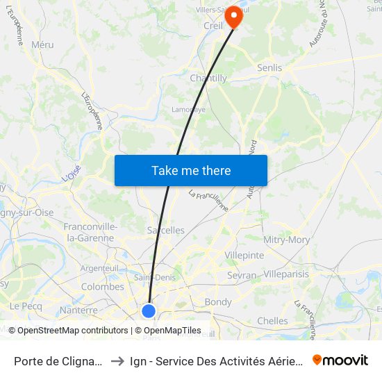 Porte de Clignancourt to Ign - Service Des Activités Aériennes (Saa) map