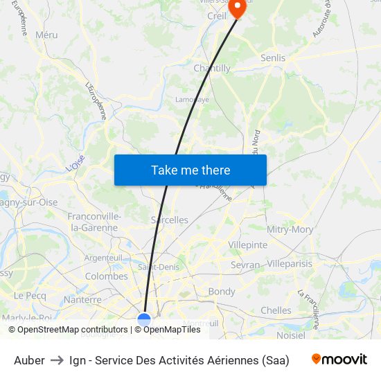 Auber to Ign - Service Des Activités Aériennes (Saa) map