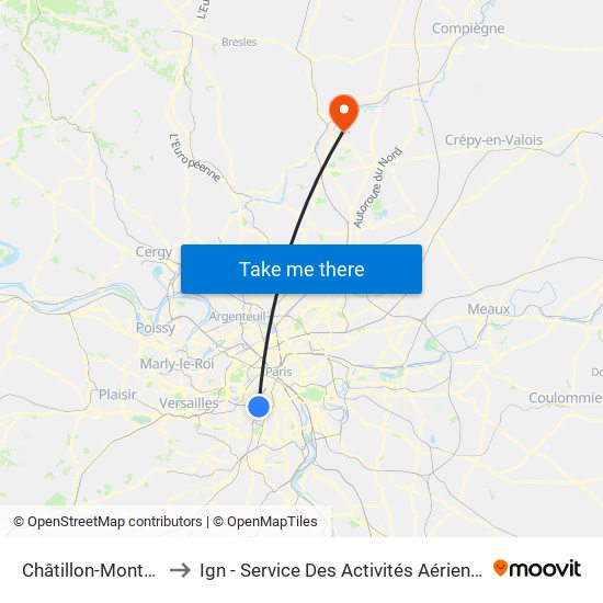 Châtillon-Montrouge to Ign - Service Des Activités Aériennes (Saa) map
