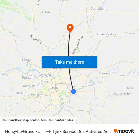 Noisy-Le-Grand - Mont D'Est to Ign - Service Des Activités Aériennes (Saa) map