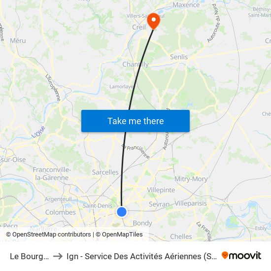 Le Bourget to Ign - Service Des Activités Aériennes (Saa) map