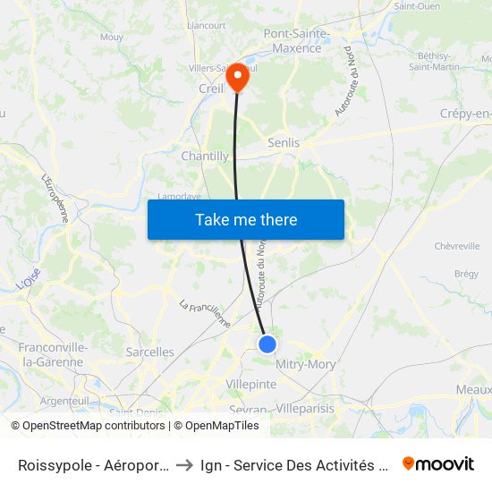 Roissypole - Aéroport Cdg1 (G1) to Ign - Service Des Activités Aériennes (Saa) map