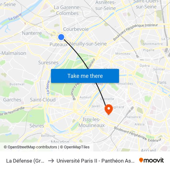 La Défense (Grande Arche) to Université Paris II - Panthéon Assas - Centre Vaugirard map