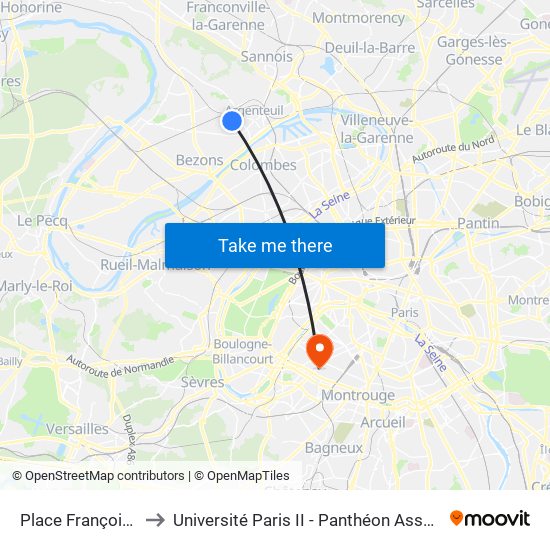Place François Rabelais to Université Paris II - Panthéon Assas - Centre Vaugirard map