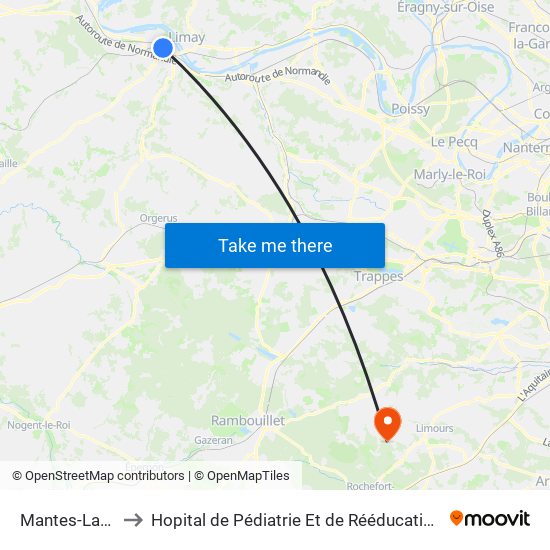 Mantes-La-Jolie to Hopital de Pédiatrie Et de Rééducation de Bullion map