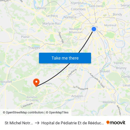St Michel Notre Dame to Hopital de Pédiatrie Et de Rééducation de Bullion map