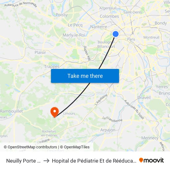 Neuilly Porte Maillot to Hopital de Pédiatrie Et de Rééducation de Bullion map