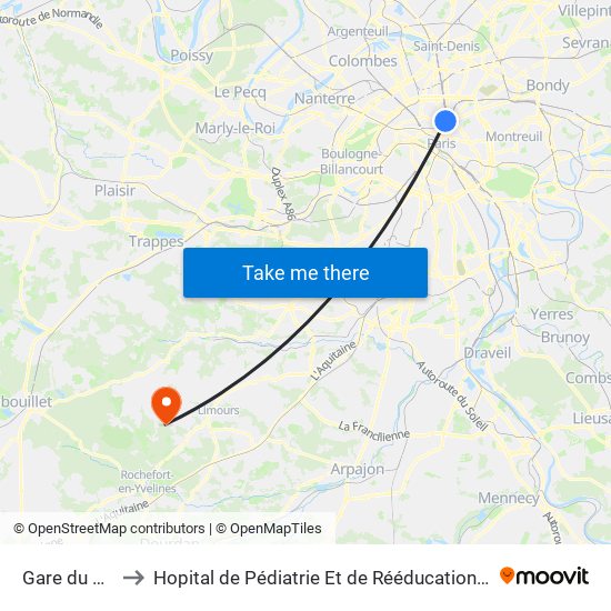 Gare du Nord to Hopital de Pédiatrie Et de Rééducation de Bullion map