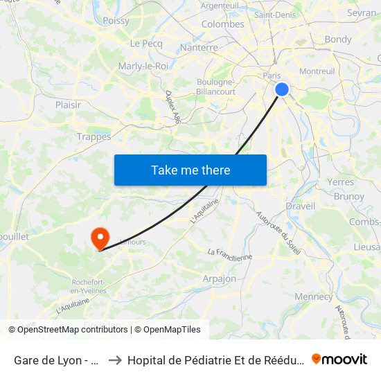 Gare de Lyon - Van Gogh to Hopital de Pédiatrie Et de Rééducation de Bullion map