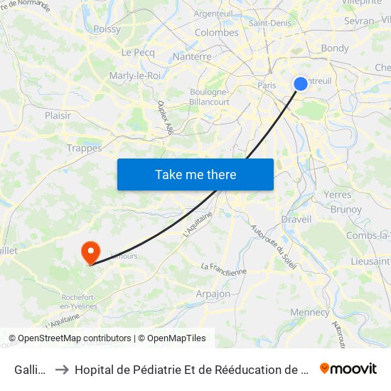Gallieni to Hopital de Pédiatrie Et de Rééducation de Bullion map