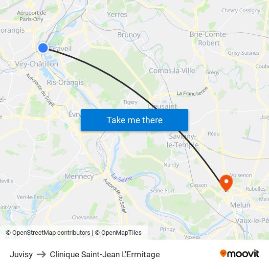 Juvisy to Clinique Saint-Jean L'Ermitage map