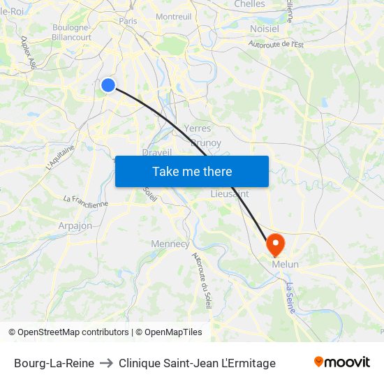 Bourg-La-Reine to Clinique Saint-Jean L'Ermitage map