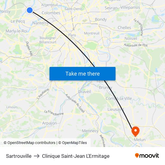 Sartrouville to Clinique Saint-Jean L'Ermitage map