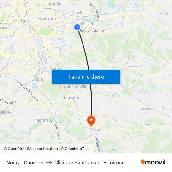 Noisy - Champs to Clinique Saint-Jean L'Ermitage map