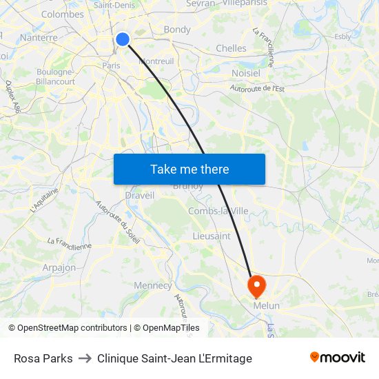 Rosa Parks to Clinique Saint-Jean L'Ermitage map
