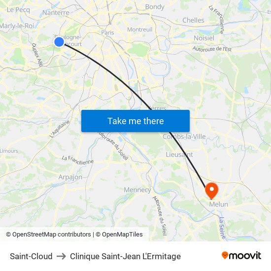 Saint-Cloud to Clinique Saint-Jean L'Ermitage map
