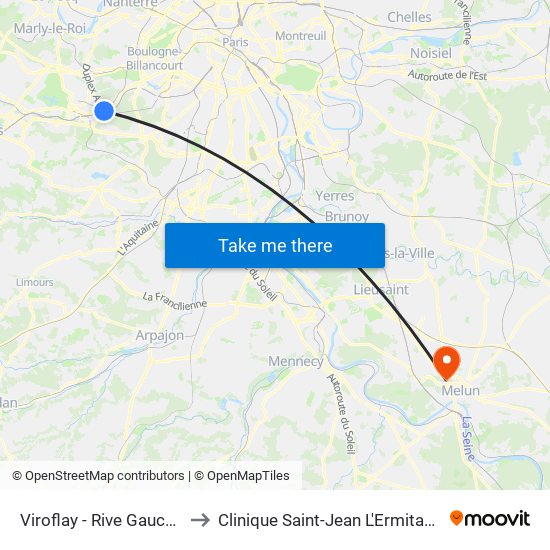 Viroflay - Rive Gauche to Clinique Saint-Jean L'Ermitage map