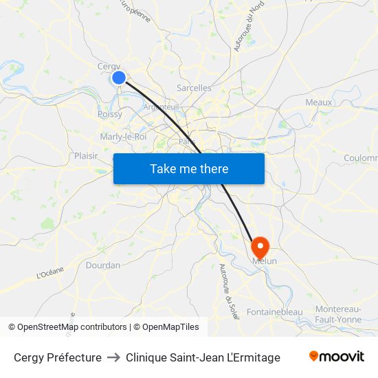 Cergy Préfecture to Clinique Saint-Jean L'Ermitage map