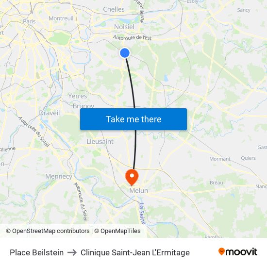 Place Beilstein to Clinique Saint-Jean L'Ermitage map
