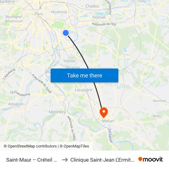 Saint-Maur – Créteil RER to Clinique Saint-Jean L'Ermitage map