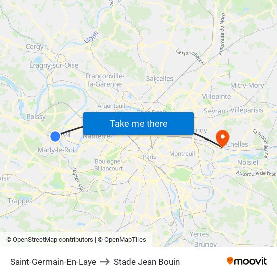 Saint-Germain-En-Laye to Stade Jean Bouin map