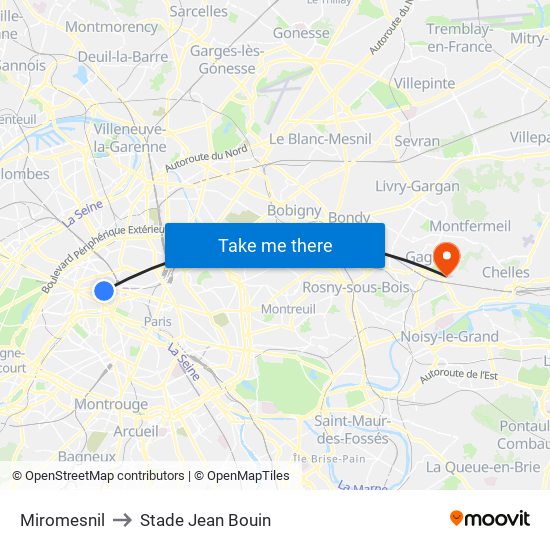 Miromesnil to Stade Jean Bouin map