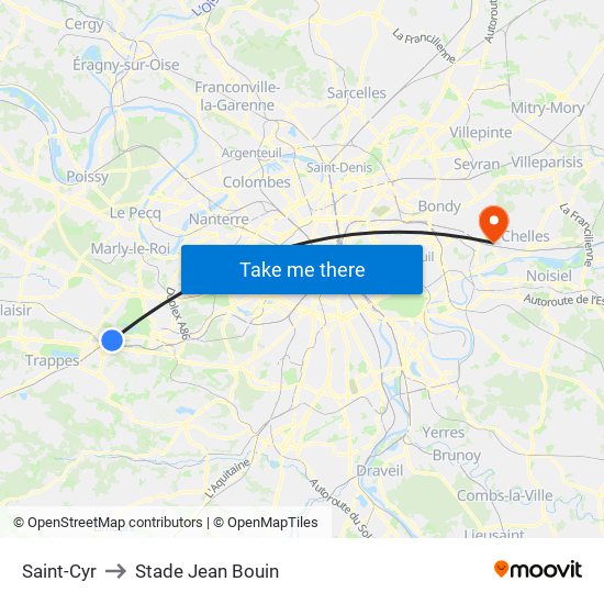 Saint-Cyr to Stade Jean Bouin map