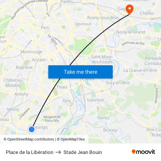 Place de la Libération to Stade Jean Bouin map