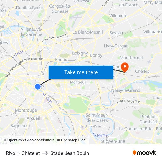 Rivoli - Châtelet to Stade Jean Bouin map