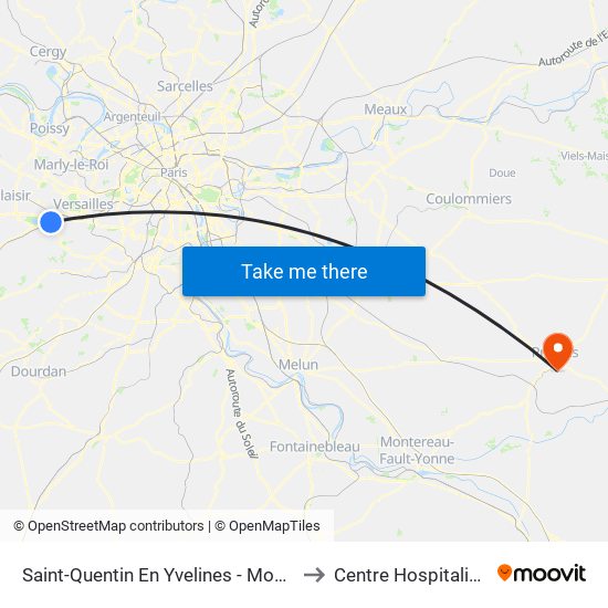 Saint-Quentin En Yvelines - Montigny-Le-Bretonneux to Centre Hospitalier de Provins map