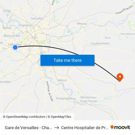 Gare de Versailles - Chantiers to Centre Hospitalier de Provins map
