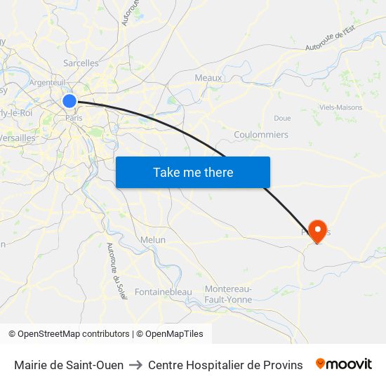 Mairie de Saint-Ouen to Centre Hospitalier de Provins map