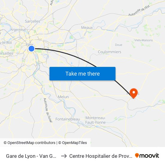 Gare de Lyon - Van Gogh to Centre Hospitalier de Provins map