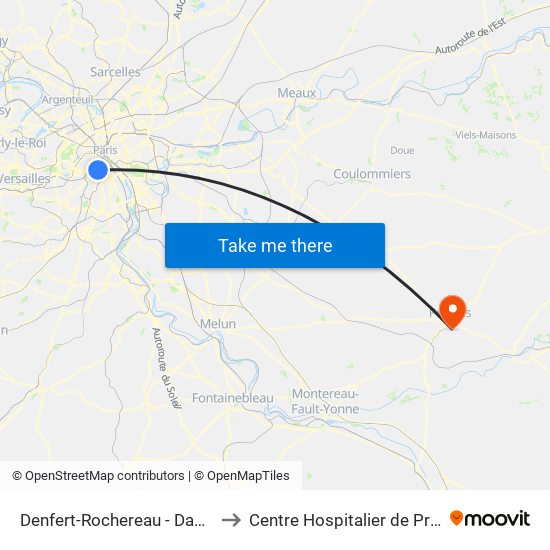 Denfert-Rochereau - Daguerre to Centre Hospitalier de Provins map